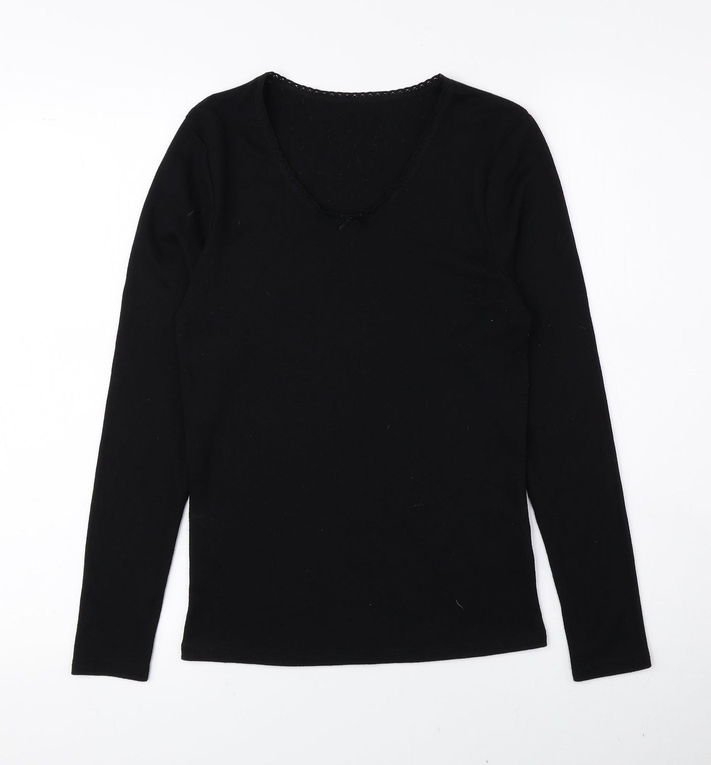 Matalan Womens Black Scoop Neck Polyester Pullover Jumper Size 12