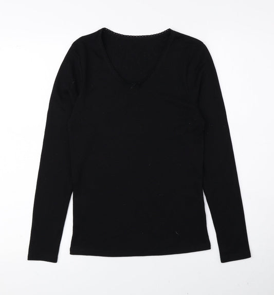 Matalan Womens Black Scoop Neck Polyester Pullover Jumper Size 12