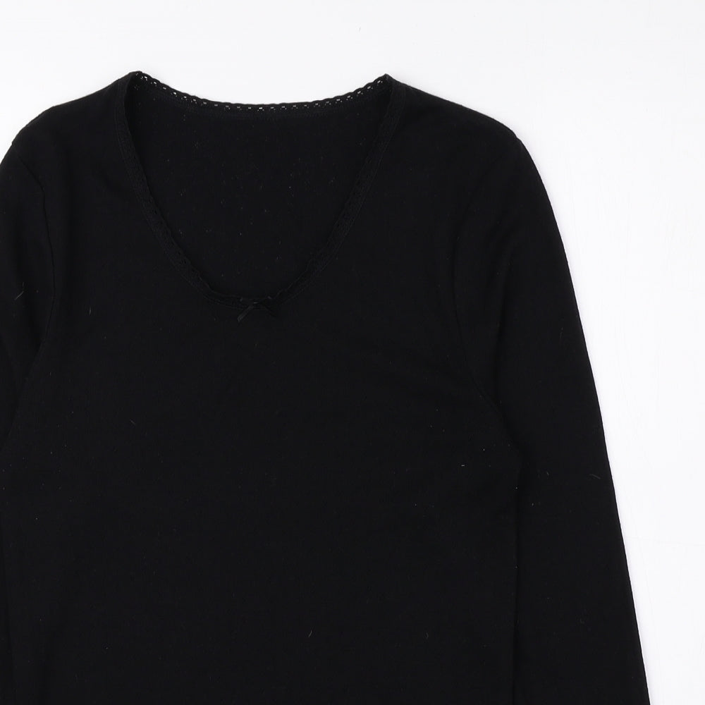 Matalan Womens Black Scoop Neck Polyester Pullover Jumper Size 12