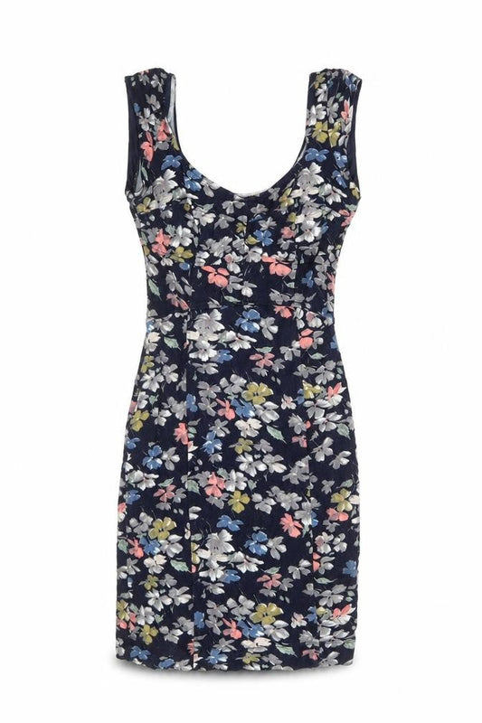 French Connection Womens Multicoloured Floral Viscose Mini Size 8 V-Neck Pullover