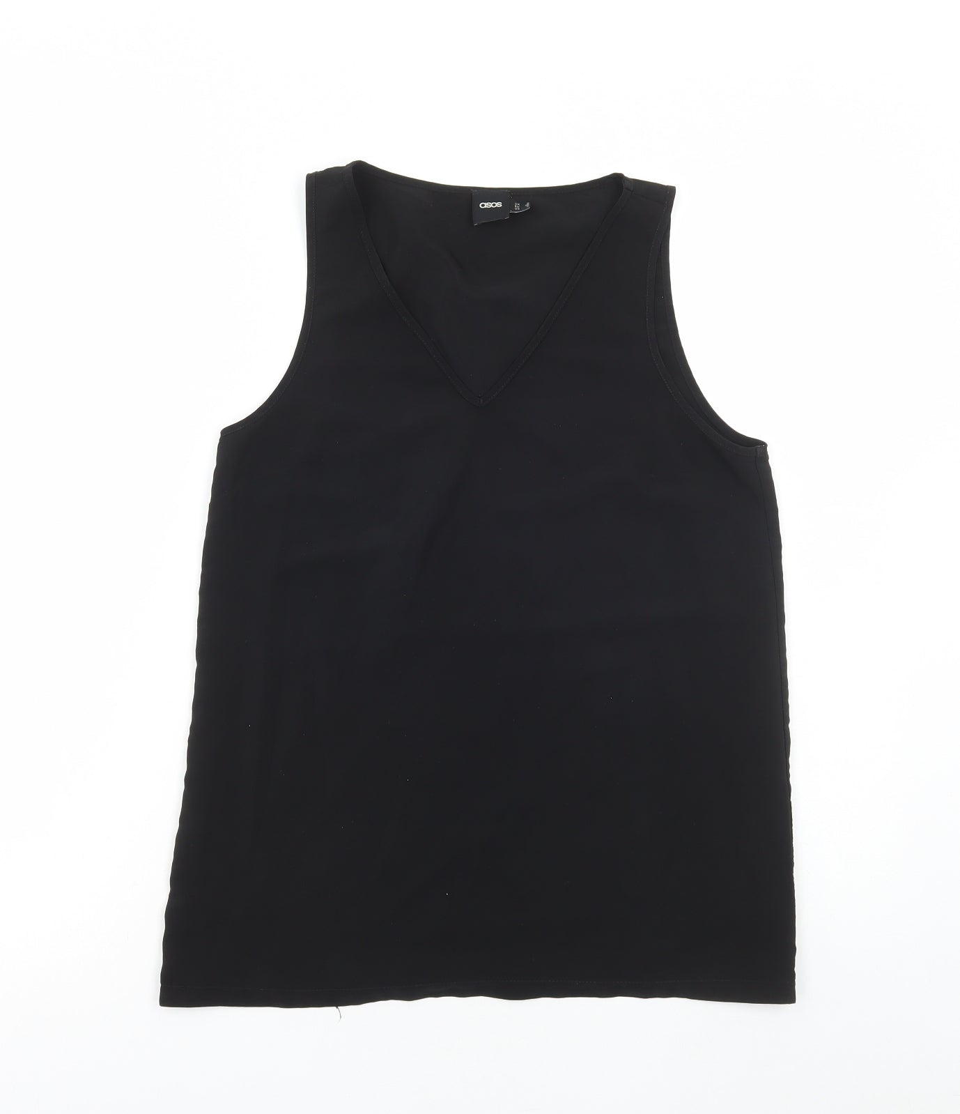 ASOS Womens Black Polyester Basic Tank Size 8 Round Neck