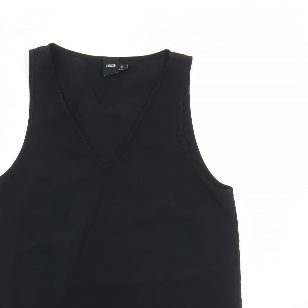 ASOS Womens Black Polyester Basic Tank Size 8 Round Neck
