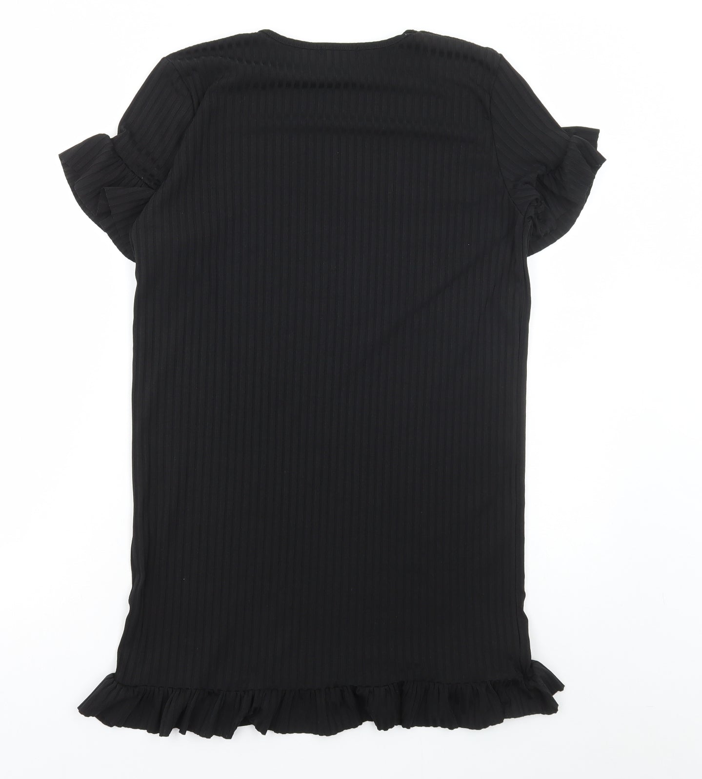 I SAW IT FIRST Womens Black Polyester A-Line Size 8 Round Neck Pullover - Ribbed