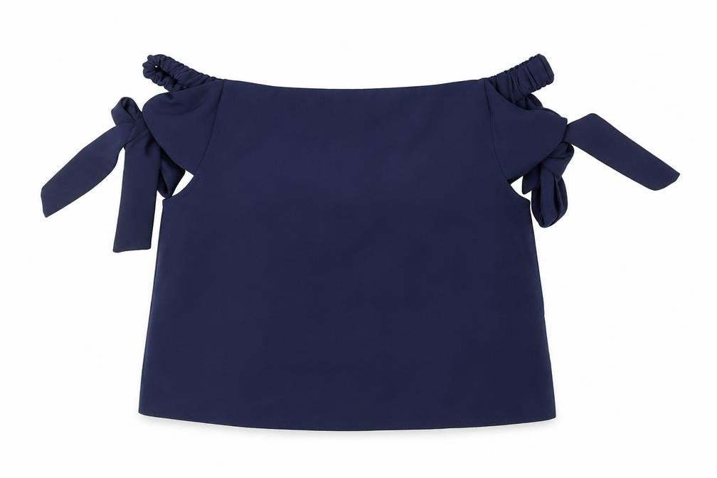 Topshop Womens Blue Polyester Basic Blouse Size 10 Off the Shoulder