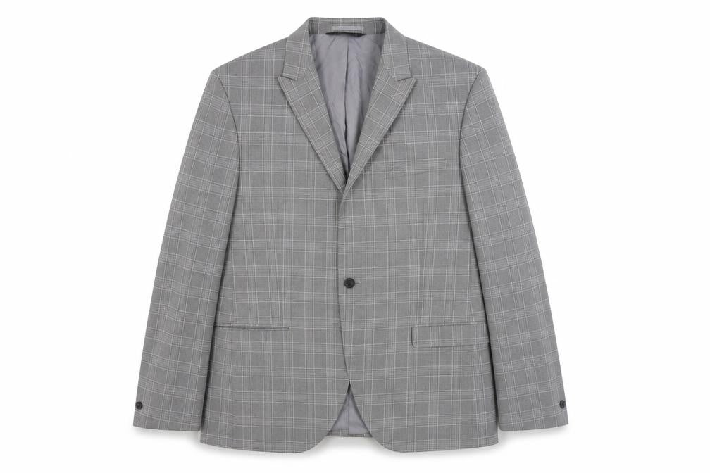 Marks & Spencer Mens Grey Plaid Polyester Jacket Suit Jacket Size 44