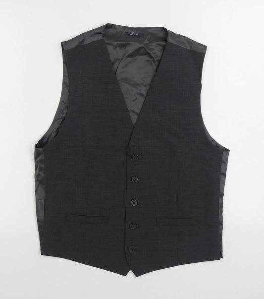 Marks and Spencer Mens Grey Polyester Jacket Suit Waistcoat Size 38