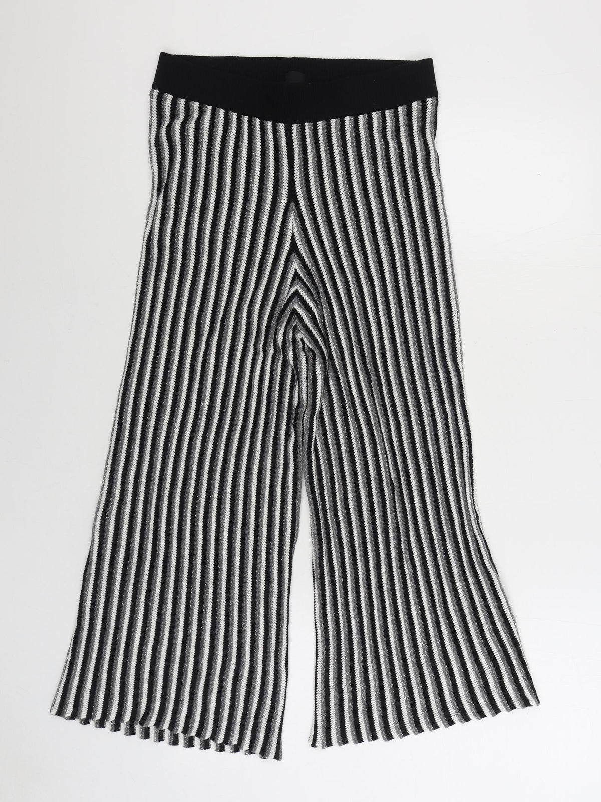 River Island Womens Black Striped Viscose Jogger Trousers Size 14 L25 in Regular