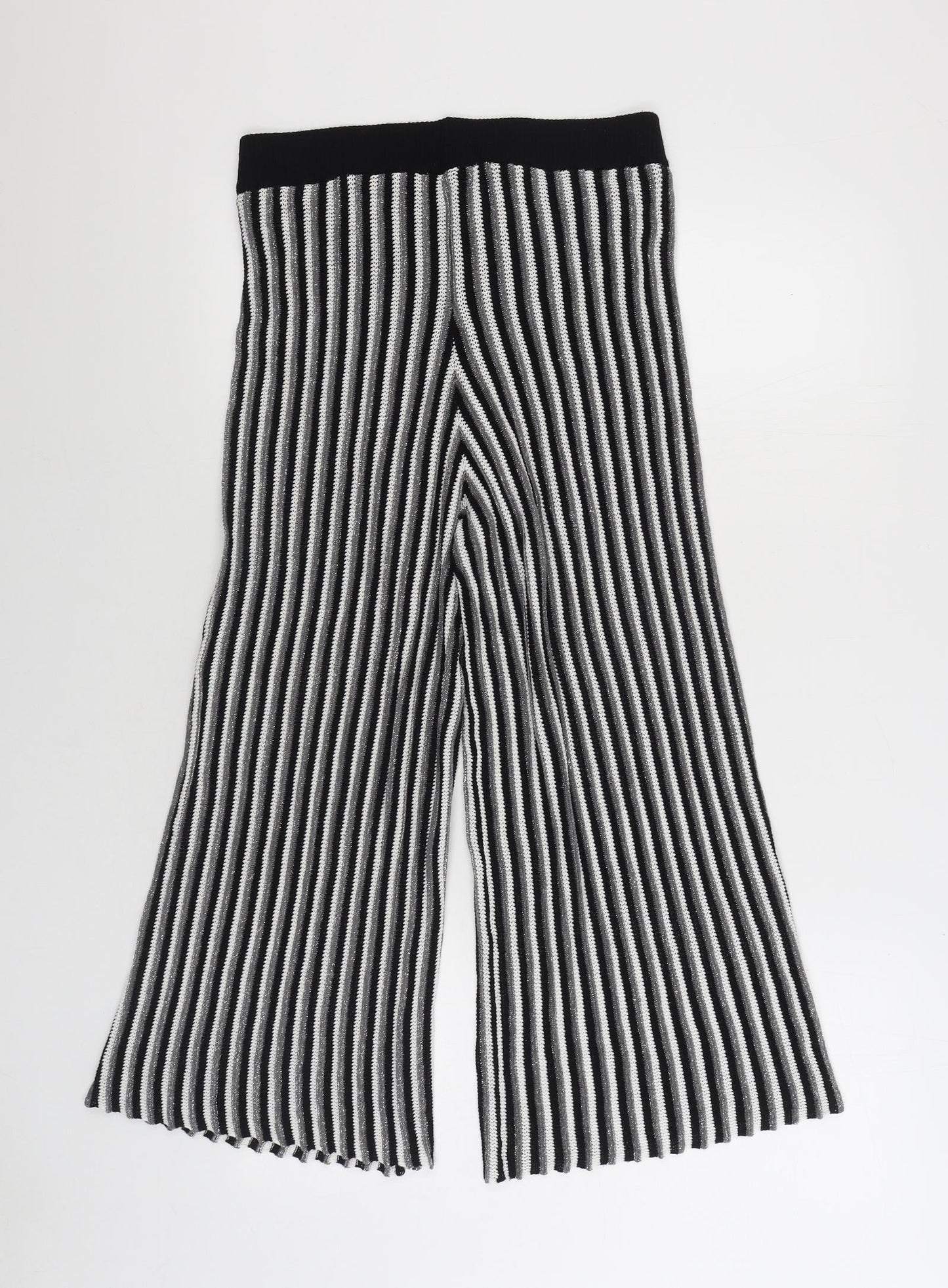 River Island Womens Black Striped Viscose Jogger Trousers Size 14 L25 in Regular