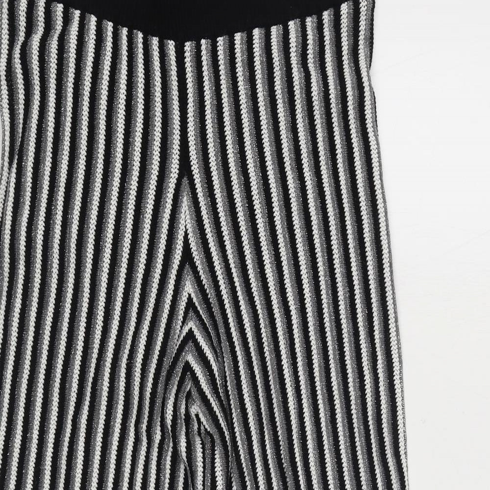 River Island Womens Black Striped Viscose Jogger Trousers Size 14 L25 in Regular