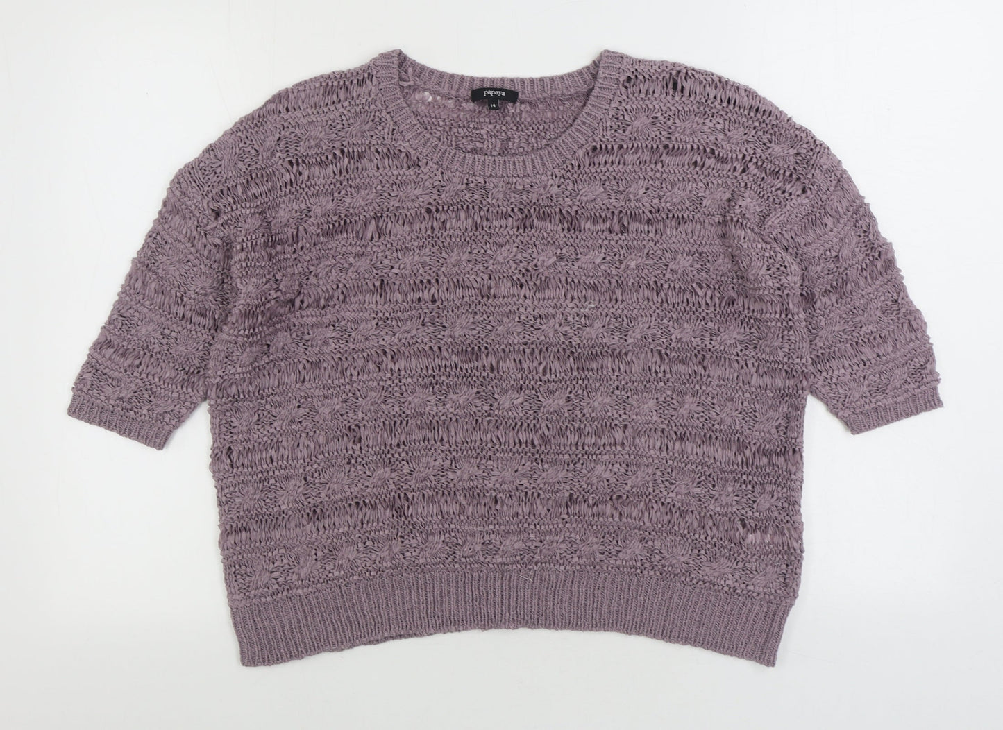 Papaya Womens Purple Round Neck Acrylic Pullover Jumper Size 14