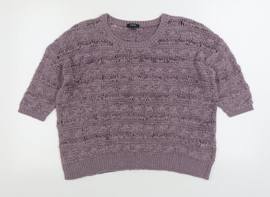 Papaya Womens Purple Round Neck Acrylic Pullover Jumper Size 14