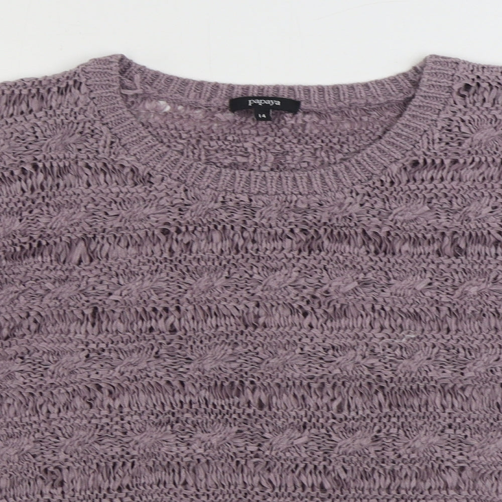 Papaya Womens Purple Round Neck Acrylic Pullover Jumper Size 14