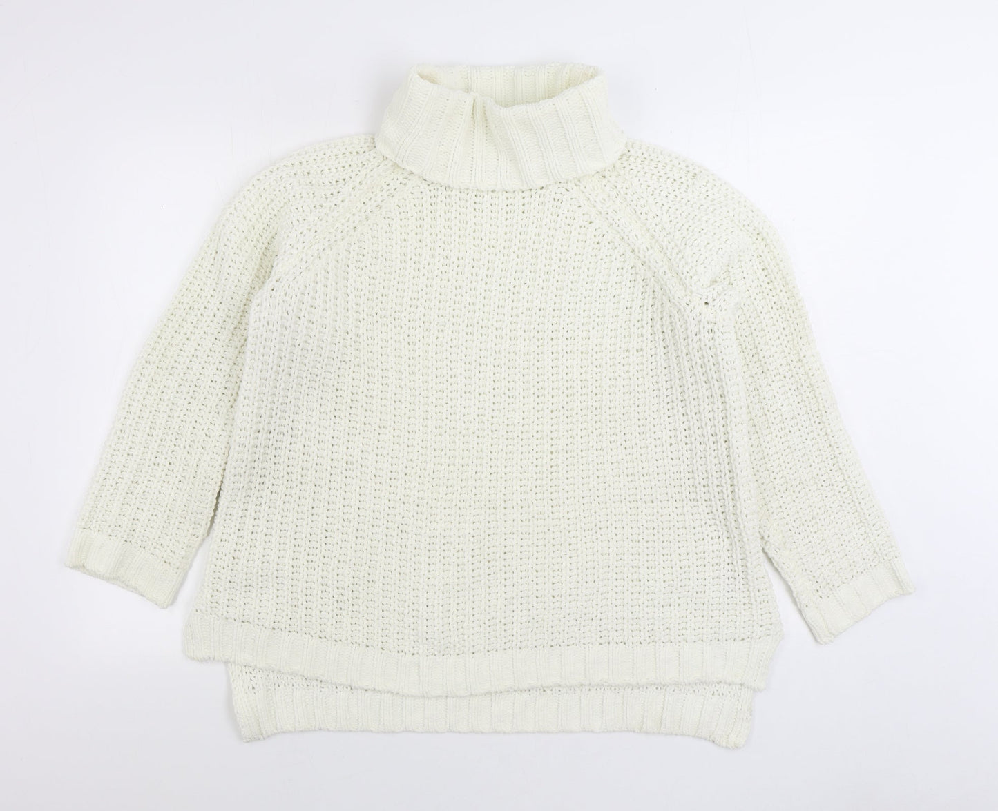 Select Womens White Roll Neck Polyester Pullover Jumper Size 12