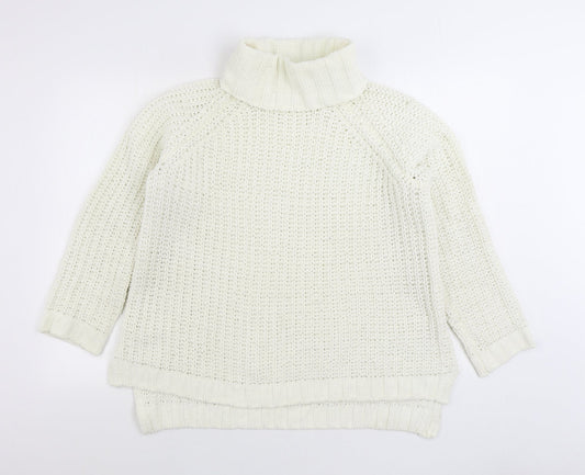 Select Womens White Roll Neck Polyester Pullover Jumper Size 12