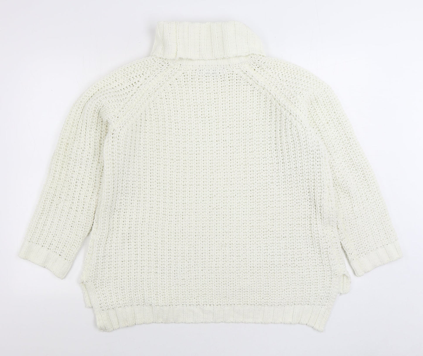 Select Womens White Roll Neck Polyester Pullover Jumper Size 12