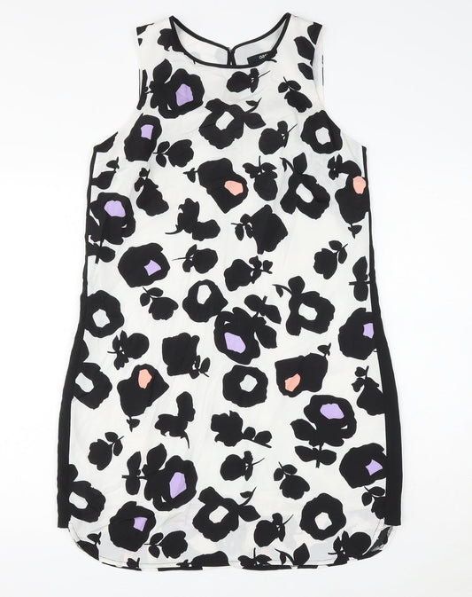 Oasis Womens Multicoloured Floral Polyester Shift Size 10 Round Neck Button
