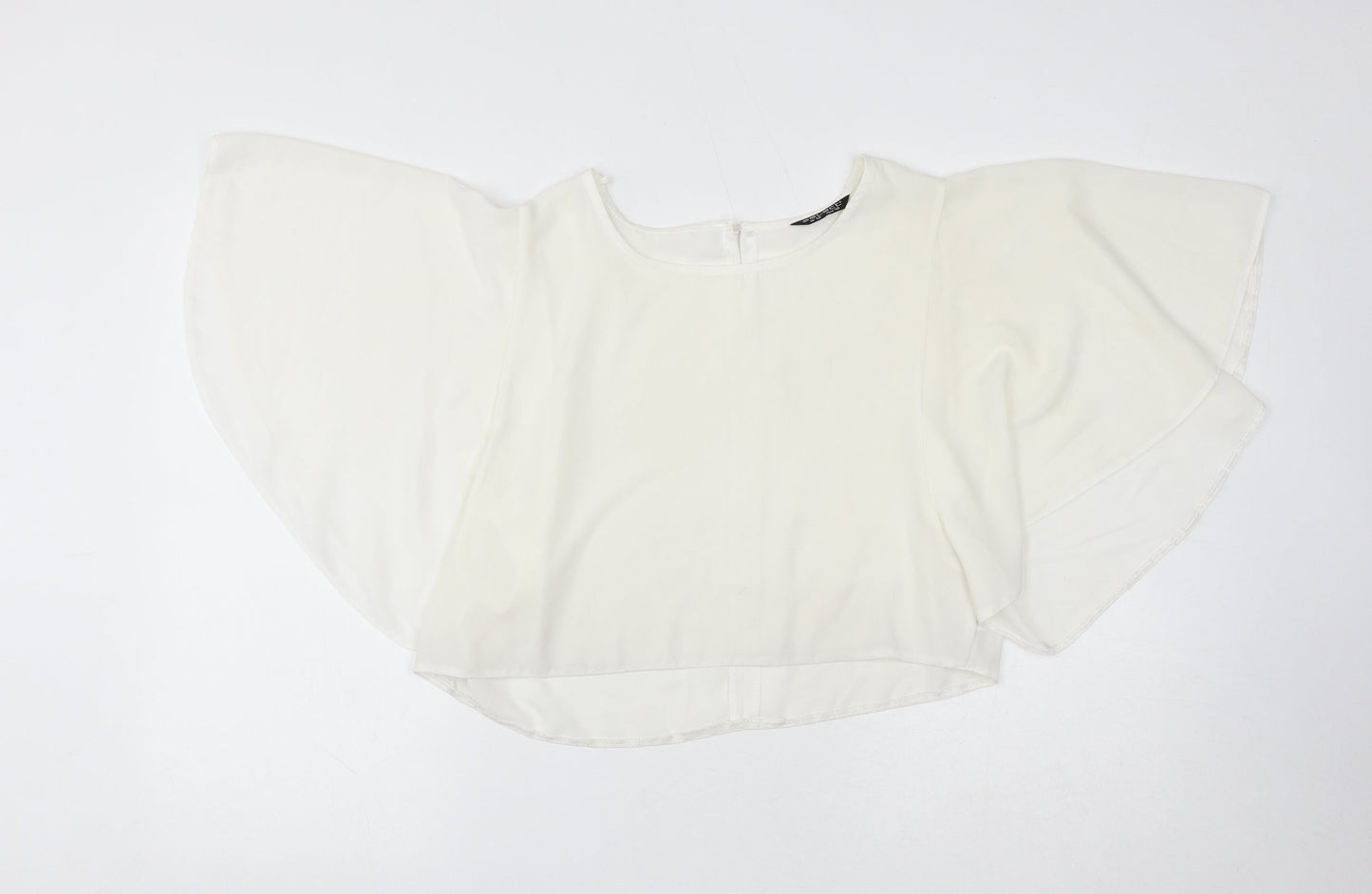 Select Womens Ivory Polyester Basic Blouse Size 12 Round Neck