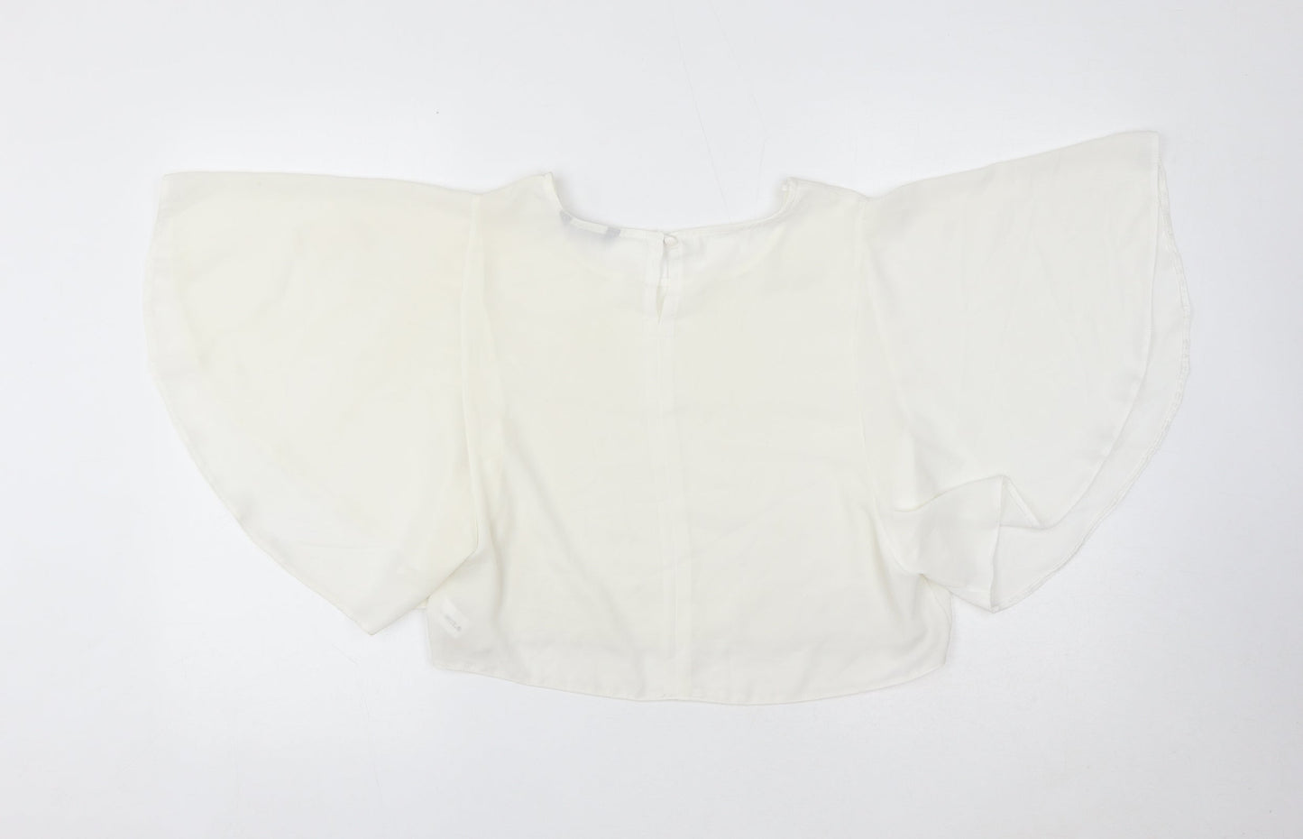 Select Womens Ivory Polyester Basic Blouse Size 12 Round Neck