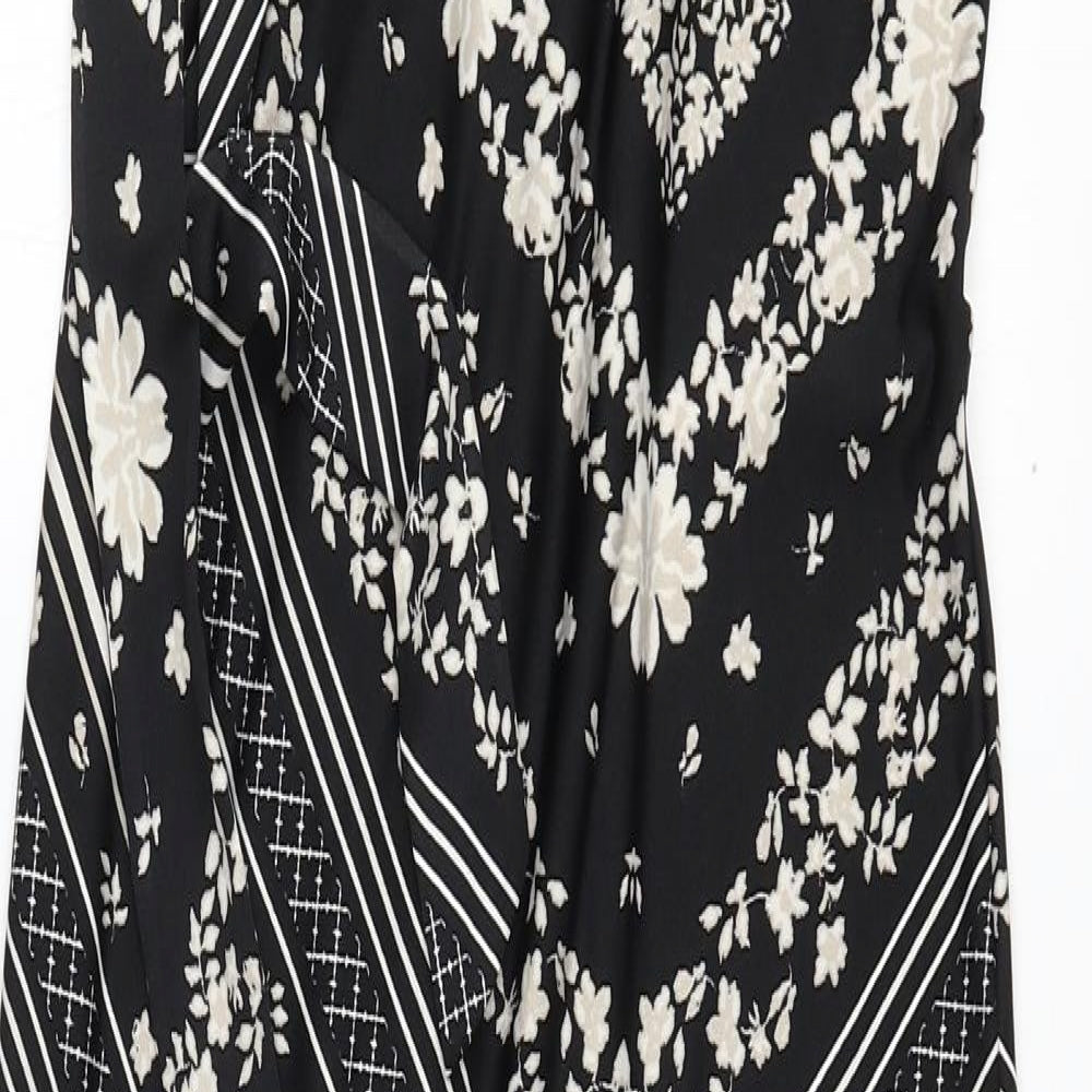 Preworn Womens Black Geometric Polyester Maxi Size 12 High Neck Pullover