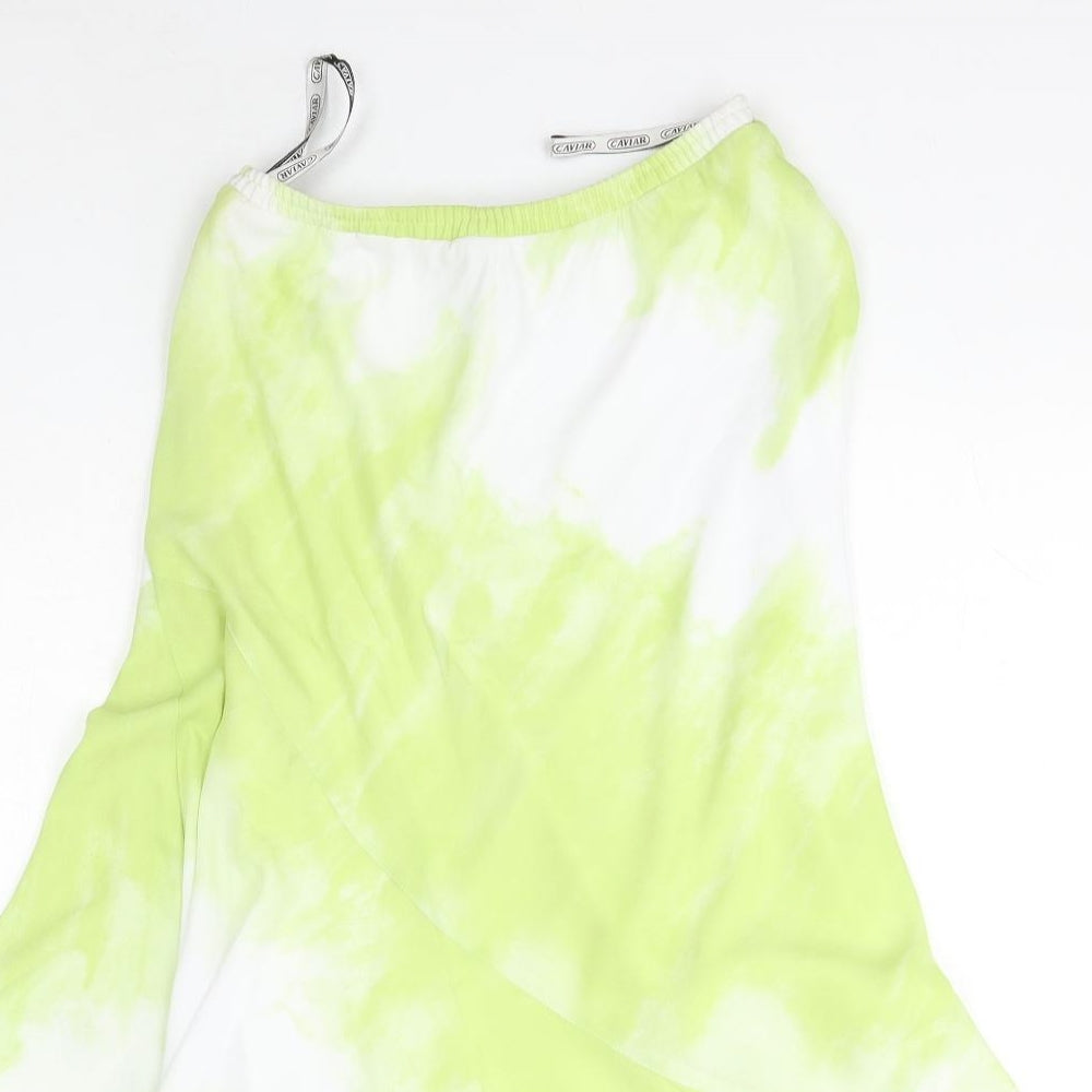 CAVIAR Womens Green Polyester A-Line Skirt Size 10 - Tie Dye