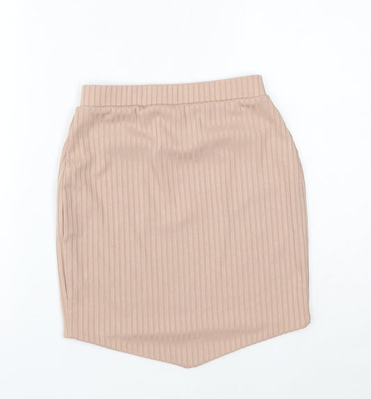 Club London Womens Pink Striped Polyester Mini Skirt Size 8