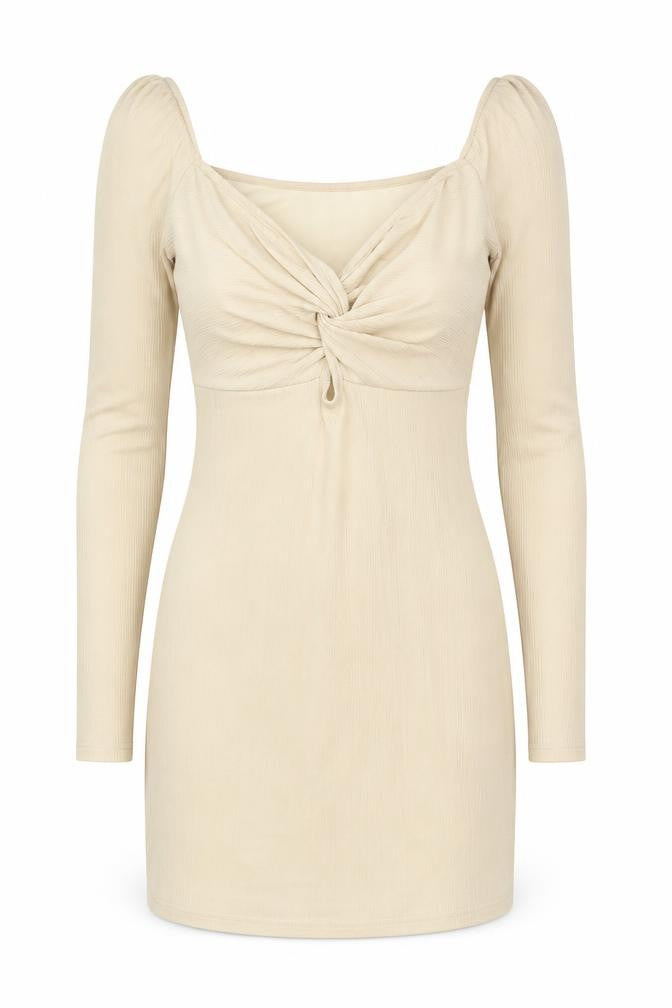 SheIn Womens Beige Polyester Bodycon Size XS Sweetheart Pullover