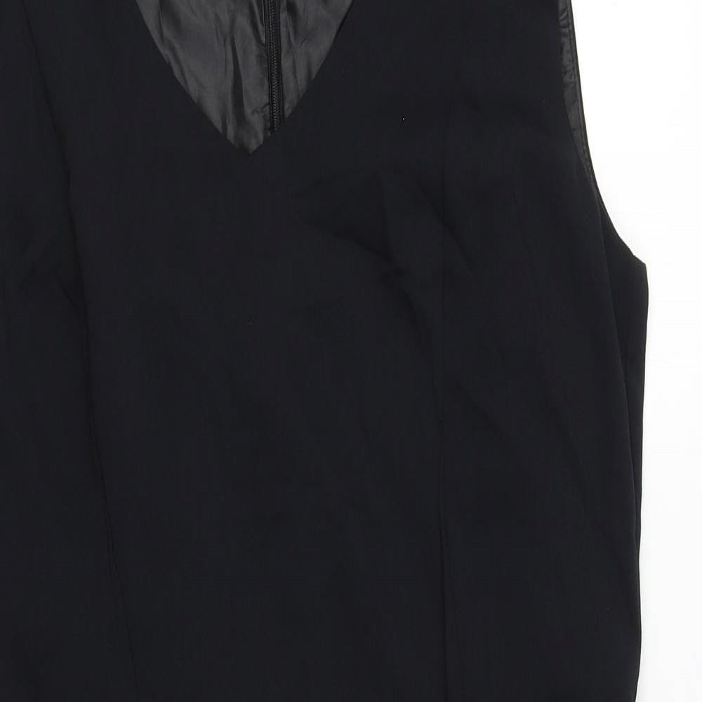 Soaked in Luxury Womens Blue Polyester Sheath Size L V-Neck Zip
