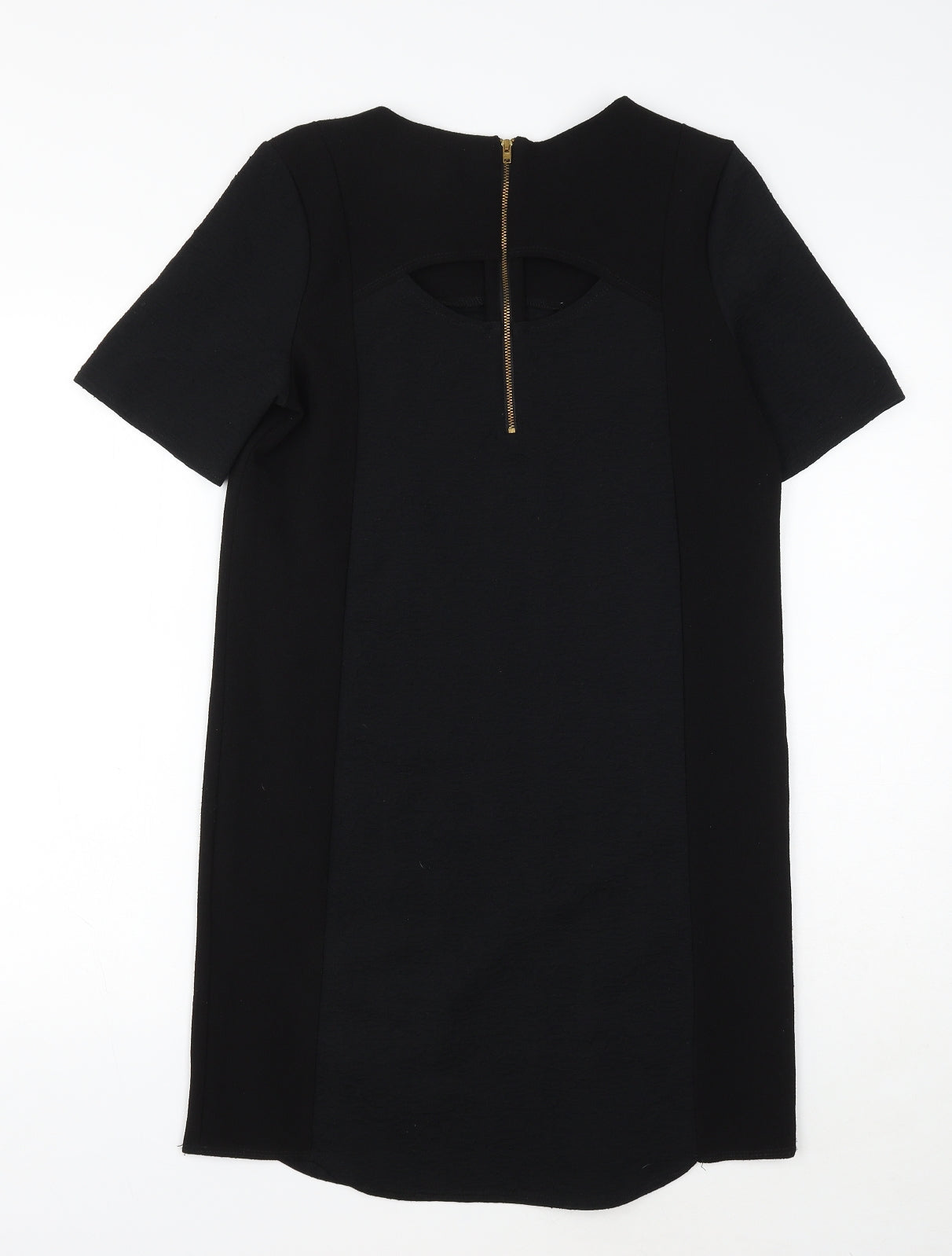 Warehouse Womens Black Polyester Sheath Size 10 Round Neck Zip