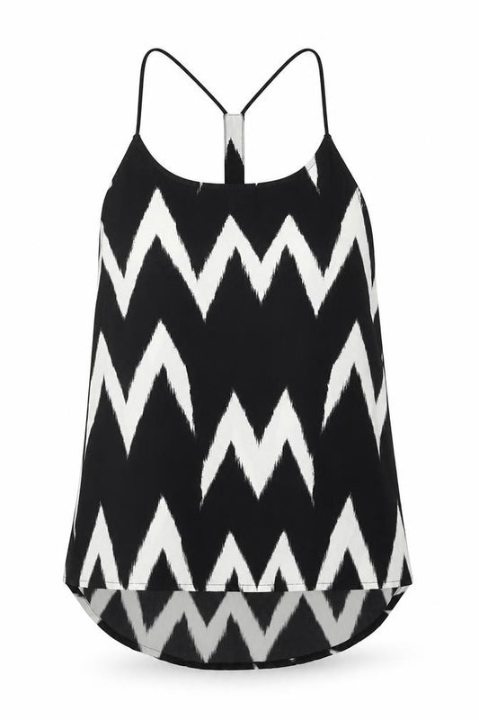 H&M Womens Black Geometric Polyester Camisole Blouse Size 6 V-Neck