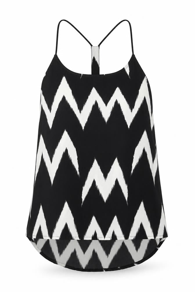 H&M Womens Black Geometric Polyester Camisole Blouse Size 6 V-Neck