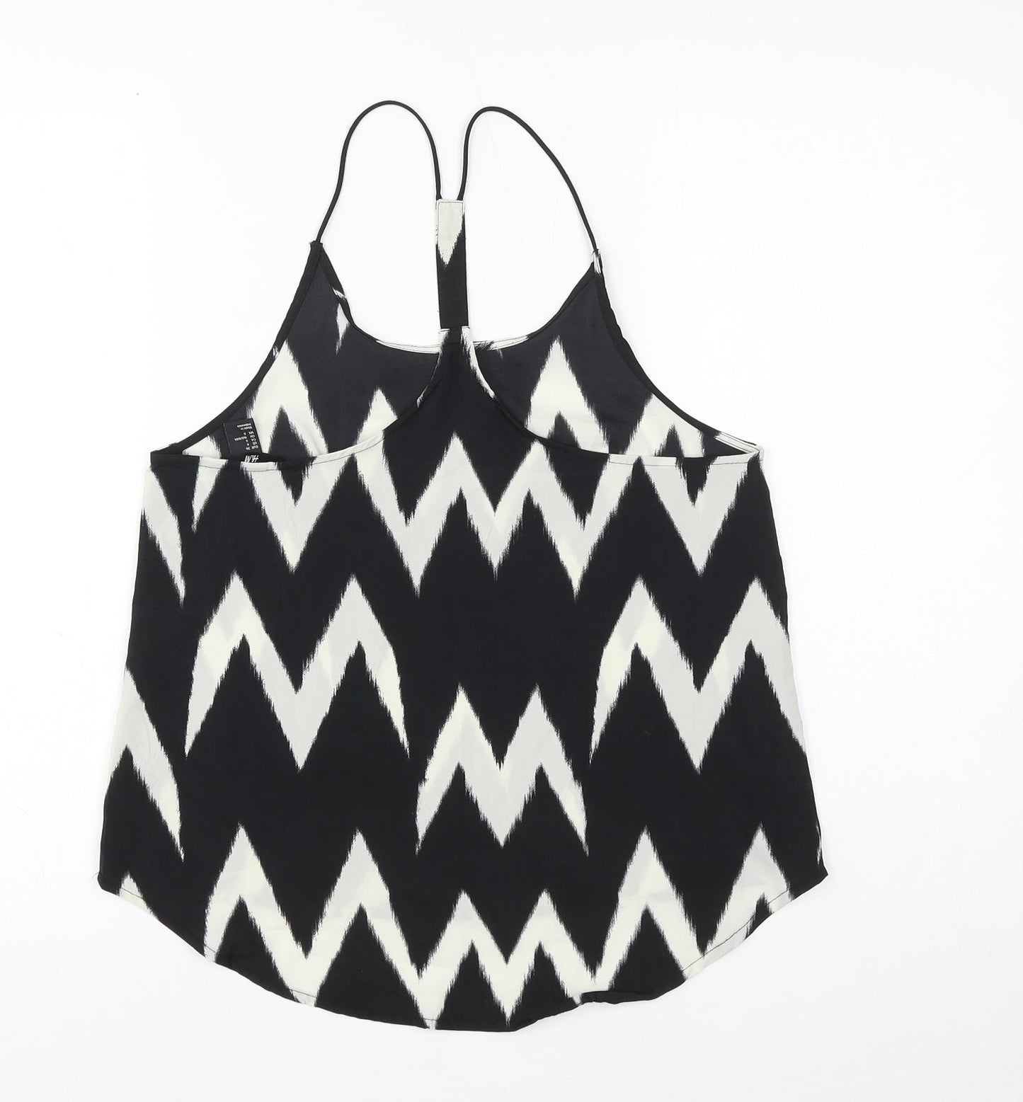 H&M Womens Black Geometric Polyester Camisole Blouse Size 6 V-Neck
