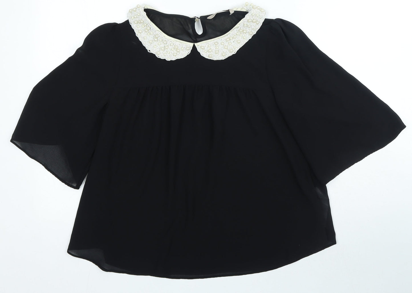 Darling Womens Blue Polyester Basic Blouse Size M Collared