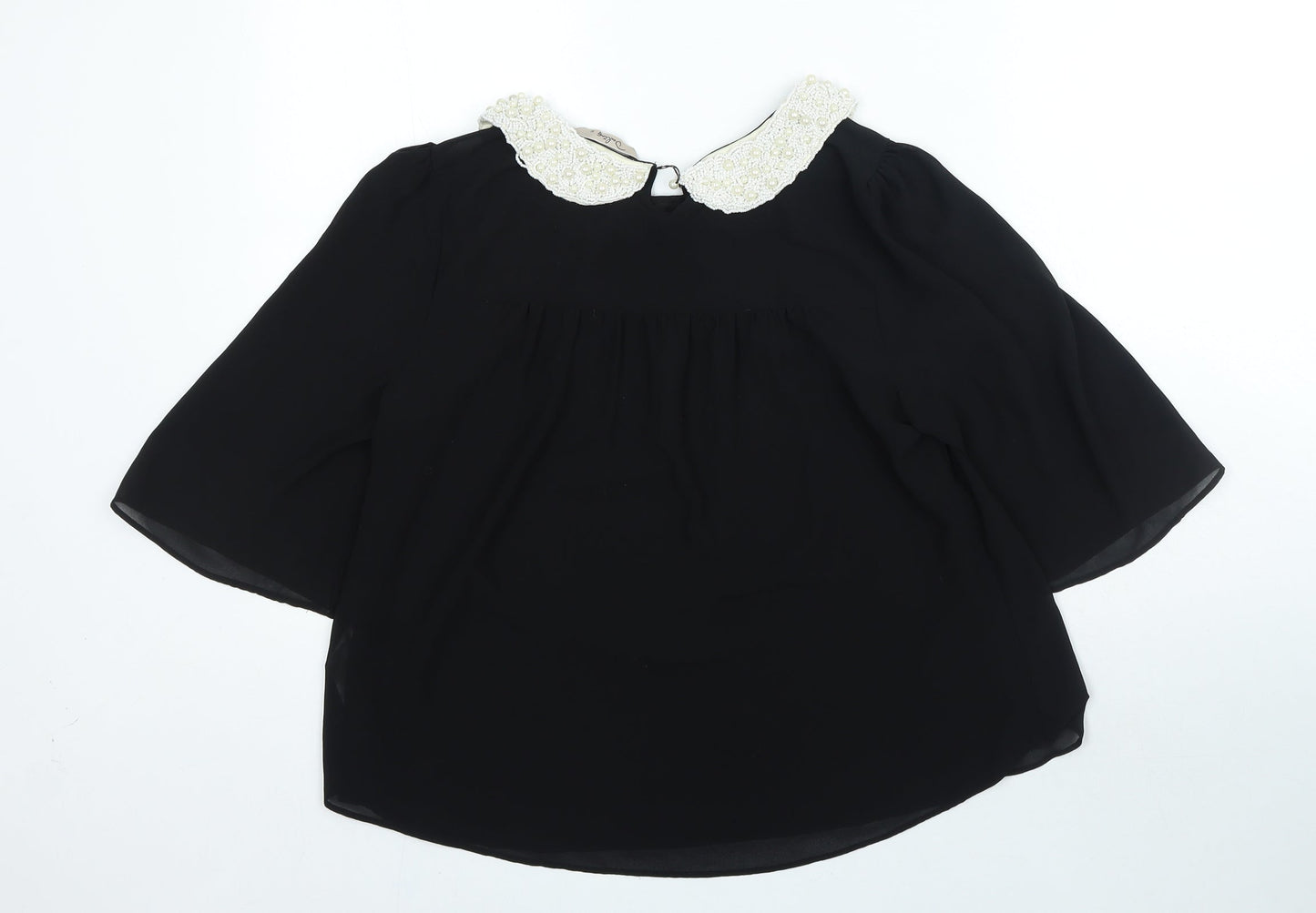 Darling Womens Blue Polyester Basic Blouse Size M Collared