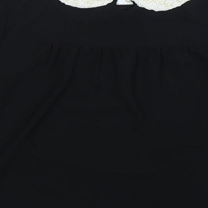 Darling Womens Blue Polyester Basic Blouse Size M Collared