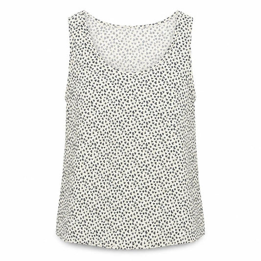 John Lewis Womens Beige Geometric Viscose Camisole Blouse Size 12 Round Neck - Heart Print
