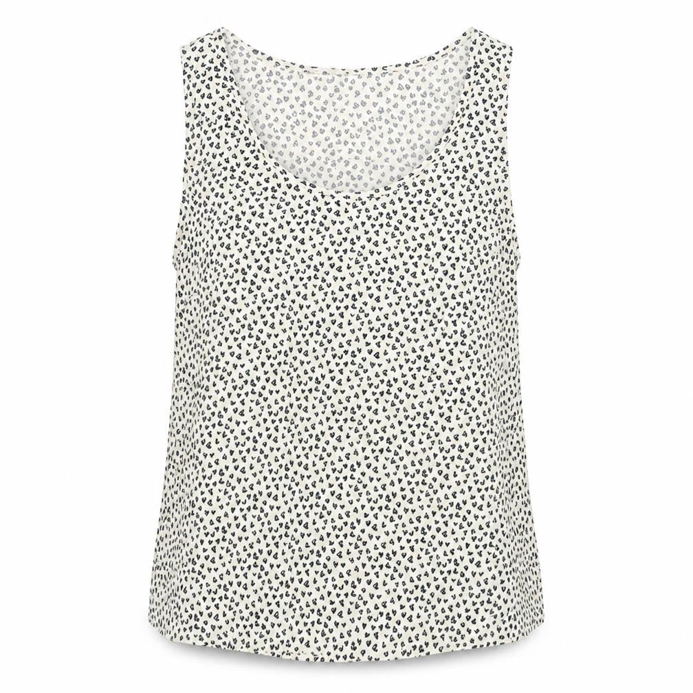 John Lewis Womens Beige Geometric Viscose Camisole Blouse Size 12 Round Neck - Heart Print