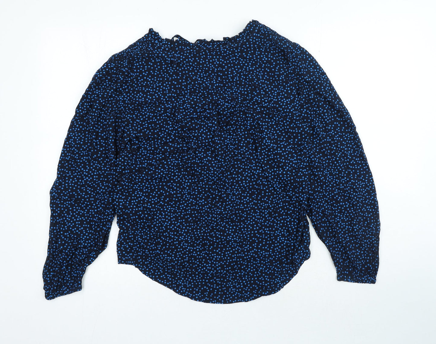 Marks and Spencer Womens Blue Polka Dot Viscose Basic Blouse Size 6 Round Neck