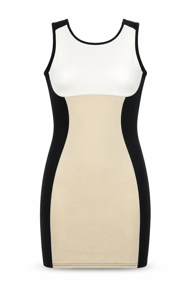 Preworn Womens Black Colourblock Cotton Bodycon Size 6 Scoop Neck Pullover