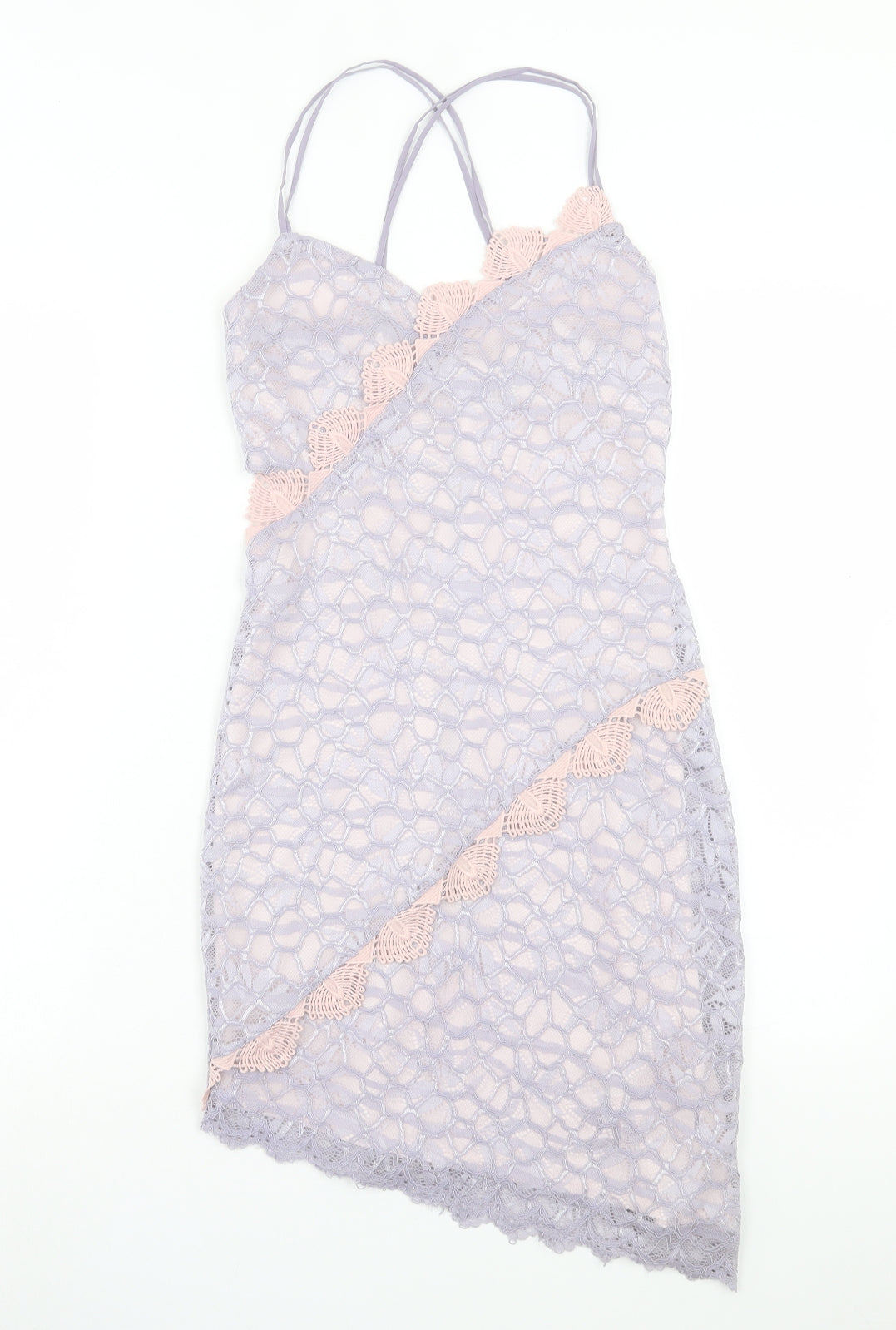 Topshop Womens Purple Floral Nylon Bodycon Size 8 V-Neck Zip