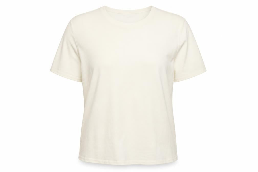BHS Womens Ivory Acrylic Basic T-Shirt Size 14 Crew Neck
