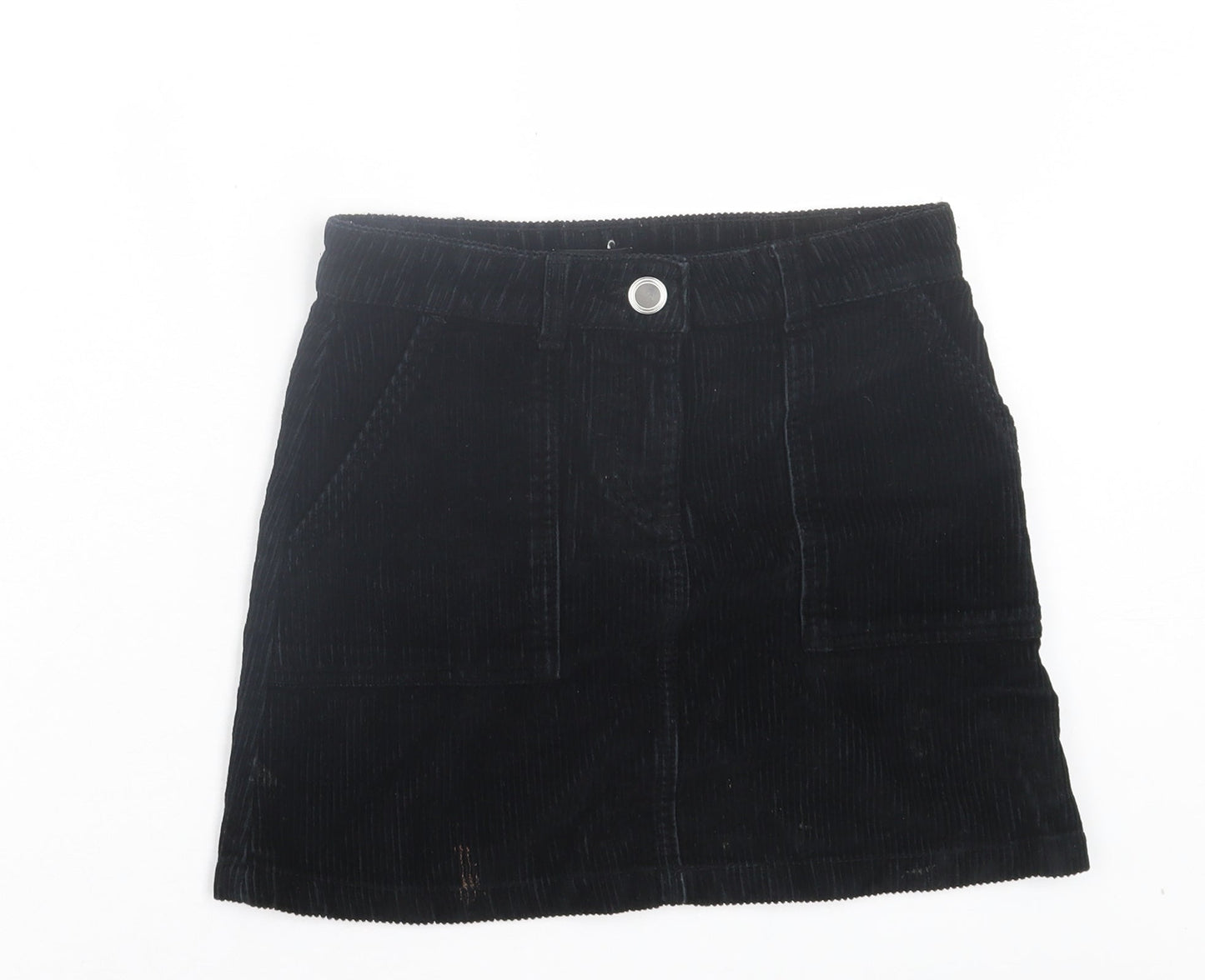M&Co Girls Black Cotton A-Line Skirt Size 10 Years Regular Button