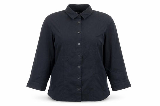 Marks and Spencer Womens Black Cotton Basic Button-Up Size 8 Collared