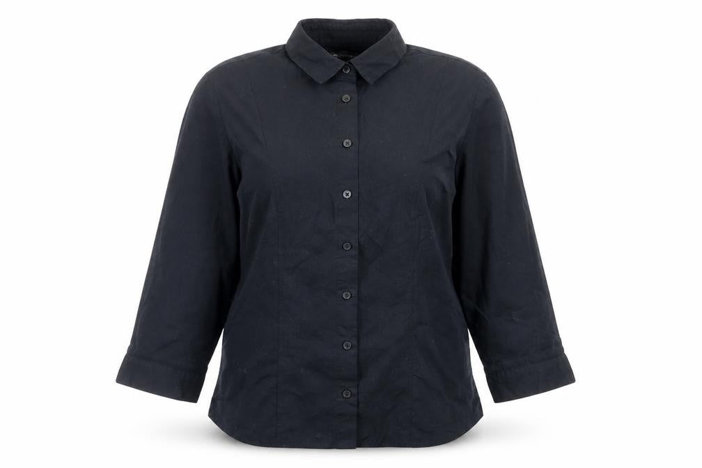 Marks & Spencer Womens Black Cotton Basic Button-Up Size 8 Collared