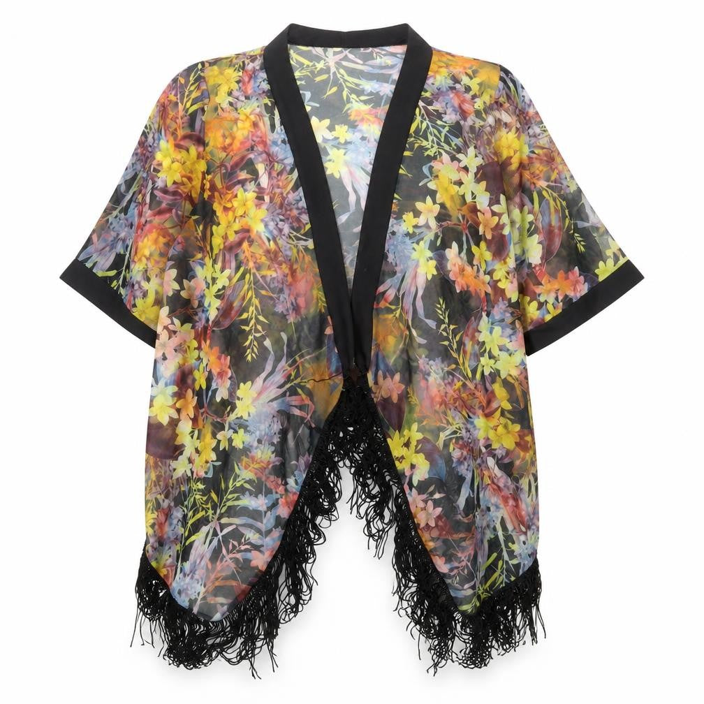 VOULEY VOUS Womens Multicoloured Floral Polyester Jersey Blouse Size L V-Neck