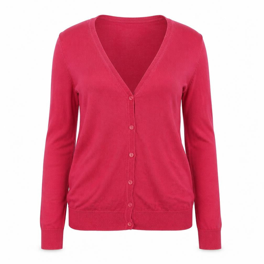 La Redoute Womens Pink V-Neck Cotton Cardigan Jumper Size 6
