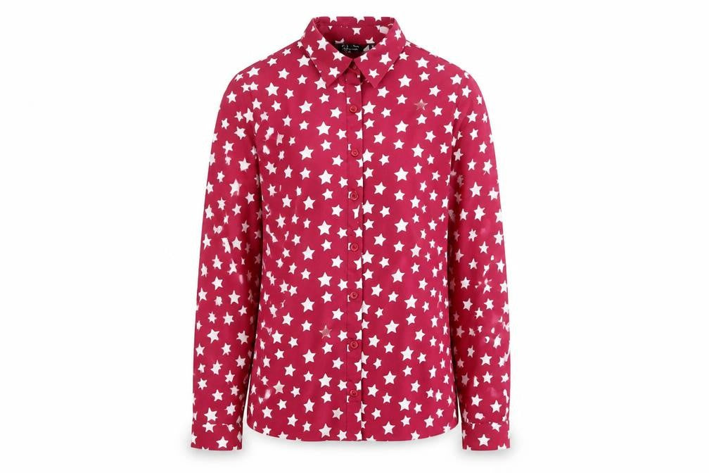 New Look Girls Purple Geometric Polyester Basic Button-Up Size 13 Years Collared Button - Star Pattern