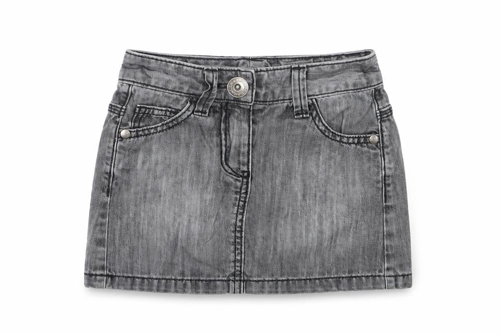 NEXT Girls Grey Cotton A-Line Skirt Size 4 Years Regular Button