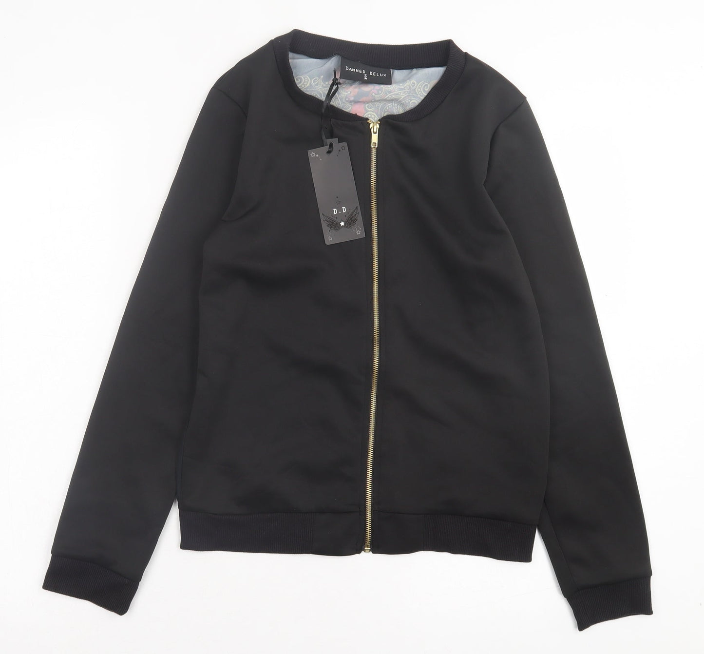 Damned Delux Womens Black Geometric Jacket Size S Zip