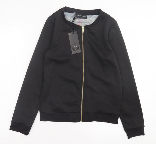 Damned Delux Womens Black Geometric Jacket Size S Zip
