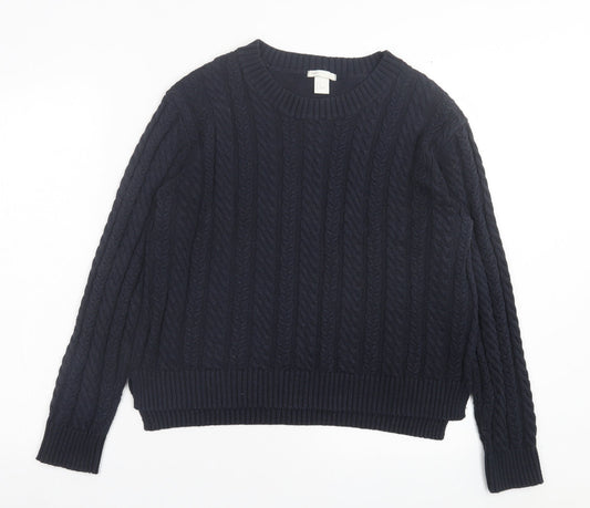 H&M Womens Blue Crew Neck Acrylic Pullover Jumper Size M